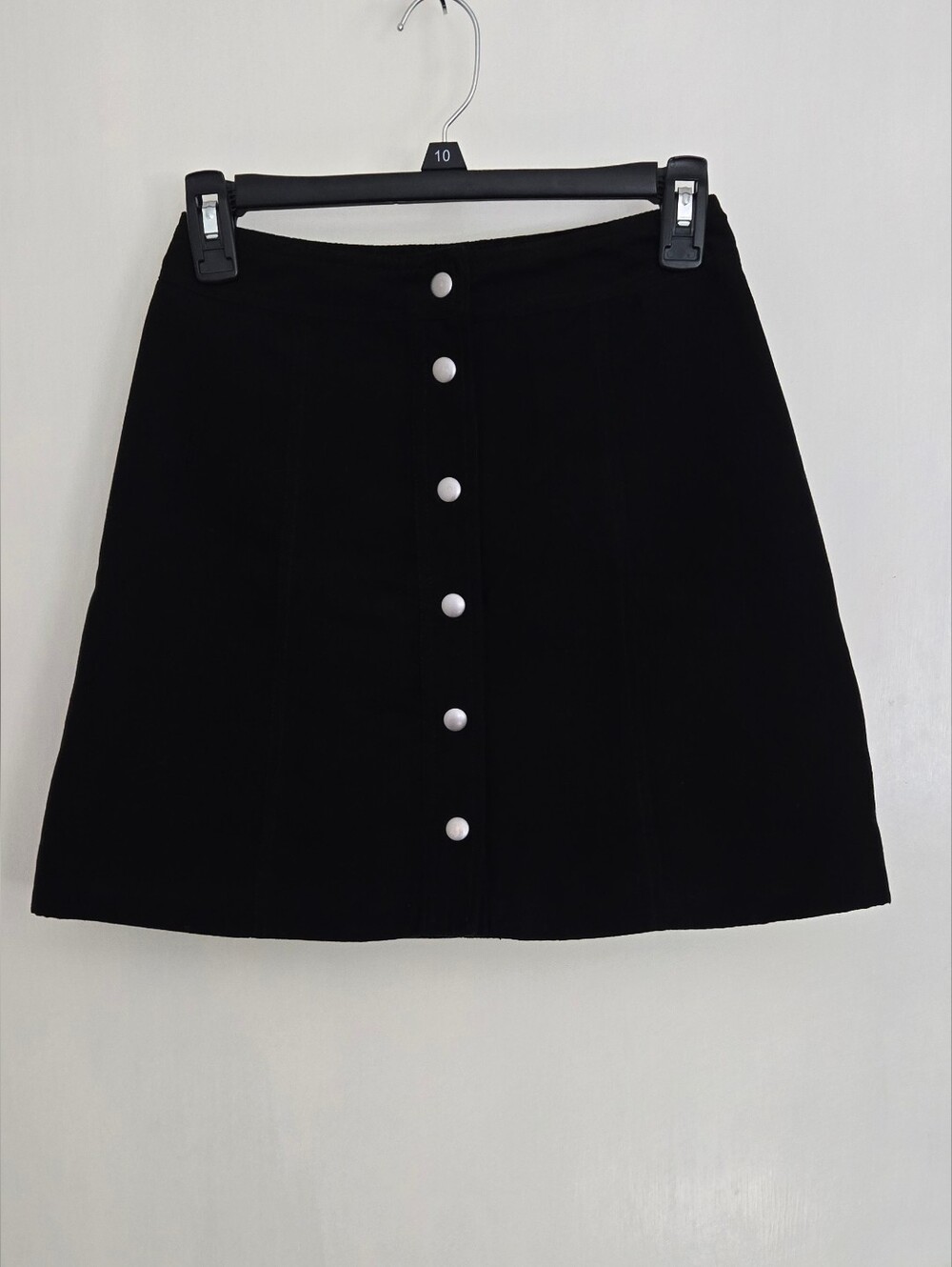 H&M Black Mini Skirt with Front Silver Buttons